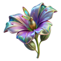 stunning traditional A single, iridescent butterfly with wings of stained glass, perched on a blooming nightshade flower, art nouveau style original png