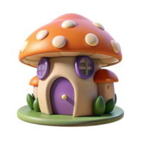 vibrant vintage A whimsical mushroom house nestled in a enchanted forest, soft diffused lighting, storybook illustration style high quality png