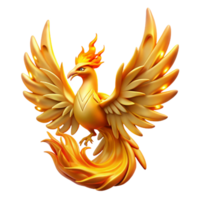 vibrant modern A majestic phoenix rising from a pyre of golden flames, its feathers shimmering with iridescent light, fantasy art style premium png