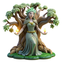 serene creative A serene dryad emerging from an ancient oak tree, ethereal lighting, pre-Raphaelite style exclusive png