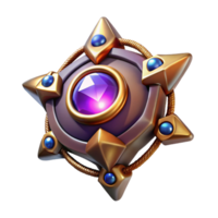 extraordinary artistic A mystical amulet radiating an aura of protective energy, adorned with ancient symbols and glowing gems, fantasy art style professional png