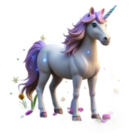 wonderful minimalist A graceful unicorn prancing in a field of wildflowers, soft pastel lighting, dreamlike style high resolution png