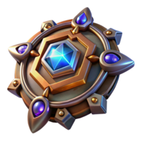 elegant abstract A mystical amulet radiating an aura of protective energy, adorned with ancient symbols and glowing gems, fantasy art style 4K png