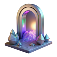wonderful creative A mystical portal shimmering with iridescent light, opening onto a landscape of impossible geometry, surrealism style detailed png