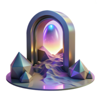 impressive traditional A mystical portal shimmering with iridescent light, opening onto a landscape of impossible geometry, surrealism style premium png
