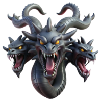 beautiful vintage A menacing hydra with multiple heads, dark and stormy lighting, epic fantasy style high resolution png