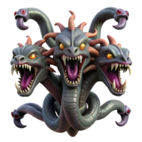 impressive minimalist A menacing hydra with multiple heads, dark and stormy lighting, epic fantasy style exclusive png