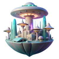 wonderful artistic A futuristic city built within a giant, bioluminescent mushroom, with flying vehicles weaving between its glowing stalks. Soft, diffused lighting, dreamlike atmosphere professional png