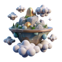 wonderful classic A floating island in the sky, surrounded by clouds, dreamy and ethereal lighting, fantasy landscape style authentic png