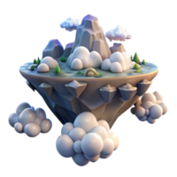 beautiful classic A floating island in the sky, surrounded by clouds, dreamy and ethereal lighting, fantasy landscape style 4K png