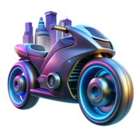 elegant modern A futuristic motorcycle, with glowing neon accents and sleek, aerodynamic lines, speeds through a neon-lit cityscape. Dynamic lighting, motion blur. Cyberpunk style original png
