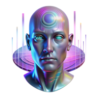 beautiful creative A holographic projection of a human face, glitching and distorting, against a backdrop of abstract data streams. Eerie, unsettling lighting, digital art style exclusive png
