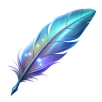 serene abstract A single glowing feather falling from the sky, ethereal and delicate lighting, fantasy art style premium png