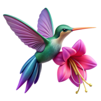 stunning modern A hummingbird hovering near a vibrant fuchsia flower, dynamic motion blur, close-up, vibrant colors, 4K png