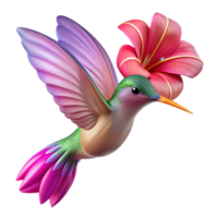 dramatic abstract A hummingbird hovering near a vibrant fuchsia flower, dynamic motion blur, close-up, vibrant colors, professional png