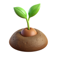 extraordinary abstract A sprouting seedling pushing through rich soil, close-up, earth tones, realistic rendering, authentic png