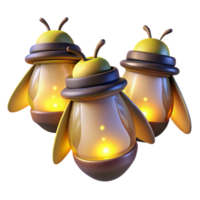 vibrant minimalist A group of fireflies at dusk, glowing softly, magical realism, dark background lighting, original png