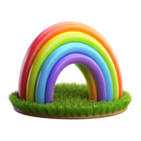 beautiful traditional A vibrant rainbow arcing over a green field, vibrant colors, fantasy art style, high resolution png