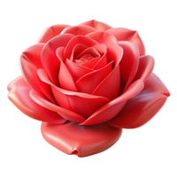 magnificent modern A single rose, fully bloomed, red petals, soft lighting, realistic rendering, high resolution png