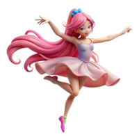 impressive modern A graceful ballerina with long flowing pink hair performs a pirouette. Soft, stage lighting. Shoujo anime style professional png