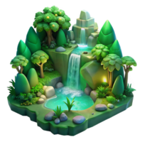 elegant modern A lush green forest with a hidden waterfall, mystical atmosphere, soft lighting, fantasy art, genuine png