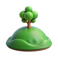 extraordinary creative A rolling green hill with a single tree on top, peaceful scene, soft lighting, realistic rendering, original png