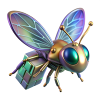 wonderful rustic A tiny, insect-like robot with iridescent wings, perched on a microchip, illuminated by a scanning electron microscope, in a photorealistic style exclusive png