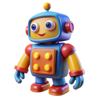 beautiful minimalist A whimsical, toy-like robot with bright primary colors and oversized buttons, illuminated by warm, playful lighting, in a cartoon style authentic png