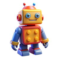 stunning rustic A whimsical, toy-like robot with bright primary colors and oversized buttons, illuminated by warm, playful lighting, in a cartoon style exclusive png