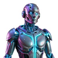 beautiful traditional A futuristic, humanoid robot with translucent skin revealing intricate circuitry, illuminated by neon lights, in a cyberpunk style exclusive png