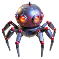 dramatic modern A miniature, spider-like robot with multiple legs and sensors, illuminated by infrared light, in a technical illustration style original png