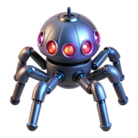 serene contemporary A miniature, spider-like robot with multiple legs and sensors, illuminated by infrared light, in a technical illustration style detailed png