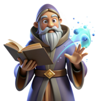 elegant classic A wise old wizard with a long, flowing beard, casting a spell from a glowing tome, surrounded by swirling particles of magic. Renaissance style high resolution png
