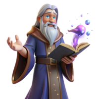 vibrant rustic A wise old wizard with a long, flowing beard, casting a spell from a glowing tome, surrounded by swirling particles of magic. Renaissance style detailed png