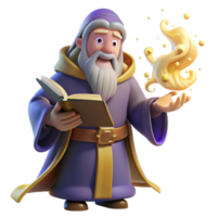 elegant modern A wise old wizard with a long, flowing beard, casting a spell from a glowing tome, surrounded by swirling particles of magic. Renaissance style exclusive png
