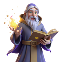 vibrant abstract A wise old wizard with a long, flowing beard, casting a spell from a glowing tome, surrounded by swirling particles of magic. Renaissance style authentic png
