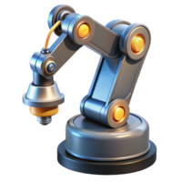 serene minimalist A highly detailed, industrial robot arm performing a complex task, illuminated by factory lighting, in a photorealistic style high resolution png