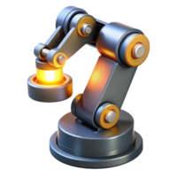 elegant artistic A highly detailed, industrial robot arm performing a complex task, illuminated by factory lighting, in a photorealistic style detailed png
