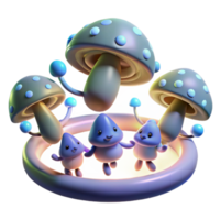 vibrant rustic A group of playful sprites dancing in a ring of mushrooms, illuminated by bioluminescent fungi. Whimsical style exclusive png