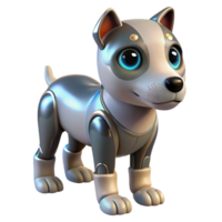 serene vintage A robotic dog with realistic fur and expressive eyes, illuminated by warm, domestic lighting, in a photorealistic style 4K png
