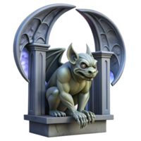stunning abstract A stoic gargoyle perched on a gothic archway, its stone skin reflecting the light of a full moon. Gothic style exclusive png