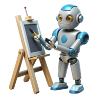 extraordinary contemporary A robot artist painting a canvas with robotic arms, illuminated by studio lighting, in an artistic style authentic png