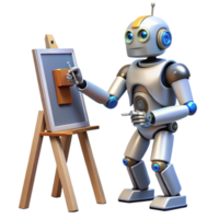 wonderful traditional A robot artist painting a canvas with robotic arms, illuminated by studio lighting, in an artistic style authentic png