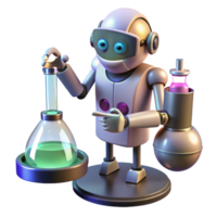 serene artistic A robot scientist conducting experiments in a lab, illuminated by laboratory lighting, in a scientific style high resolution png