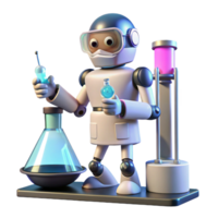 wonderful minimalist A robot scientist conducting experiments in a lab, illuminated by laboratory lighting, in a scientific style high quality png