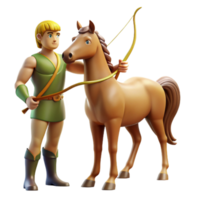elegant rustic A wise centaur with the body of a horse and the torso of a man, teaching a young elf archery, bathed in the warm light of the afternoon sun. Classical style high resolution png