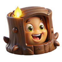extraordinary minimalist A mischievous brownie with a mischievous grin, hiding in a hollow log, lit by a beam of sunlight. Celtic mythology style detailed png