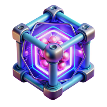 elegante astratto un' quantistico computer nucleo radiante vivace neon luce, complesso circuiteria e raggiante nodi visibile entro trasparente involucro, buio ambientale illuminazione, bioluminescente stile genuino png