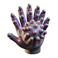wonderful creative A swarm of nanobots forming the shape of a human hand, illuminated by a single spotlight, microscopic detail, photorealistic style original png