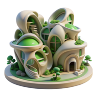 wonderful abstract Biomorphic residential complex, flowing organic forms, lush greenery integrated into the structure, soft diffused lighting, dreamlike, art nouveau inspired, exclusive png